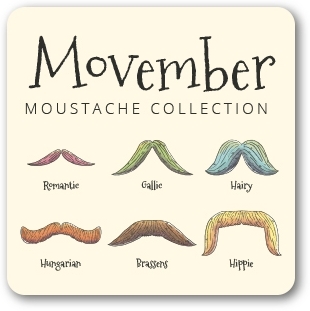 Movember, prostate cancer, testicular cancer, mental health, suicide prevention, movember coasters, movember beer coasters, beer coasters, order movember coasters, movember foundation, movember mental health, promote movember awareness month, month of movember